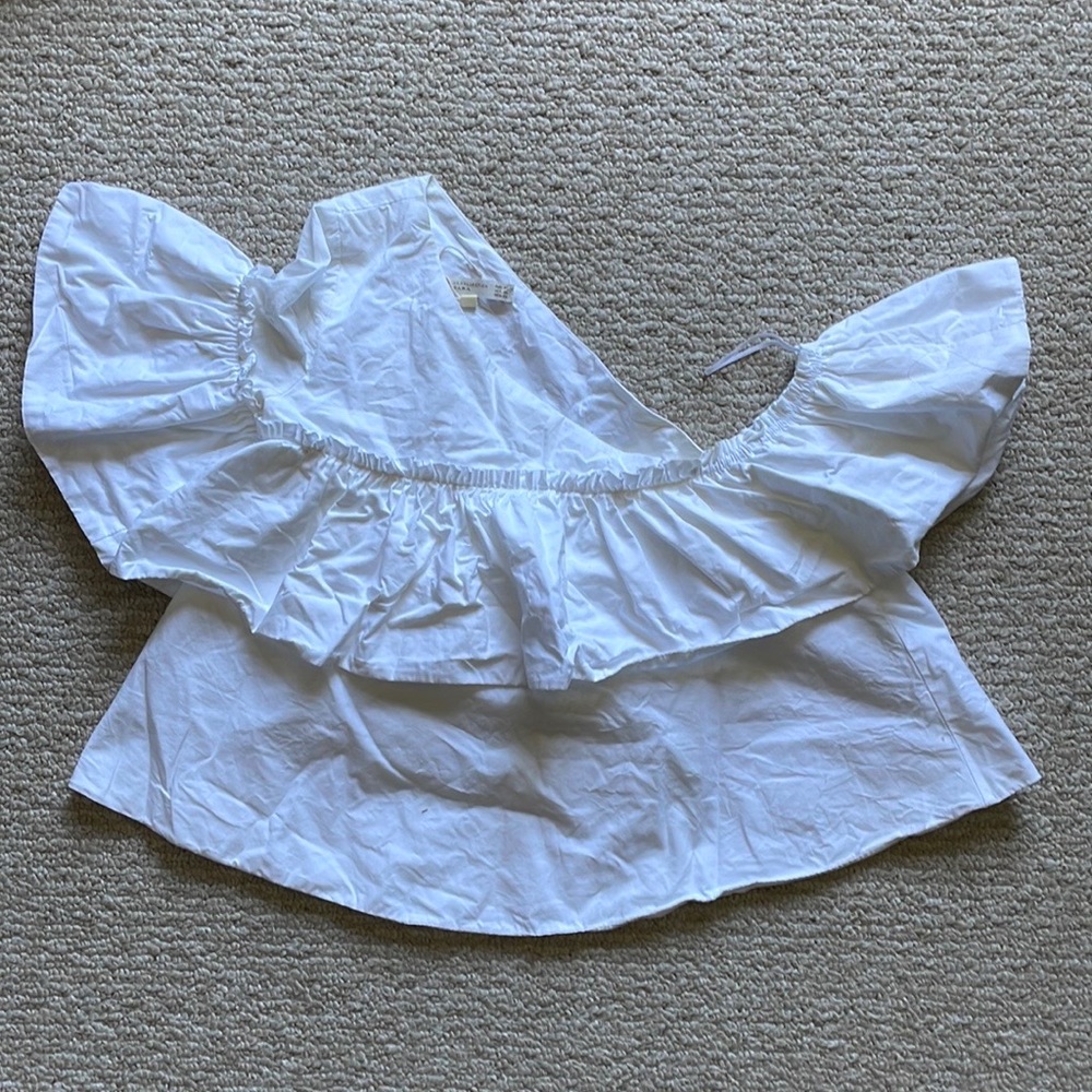 ZARA White Ruffle Top